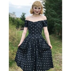Vintage 1950s Dress New Look Off The Shoulder Boned Bodice , S XS William Fox